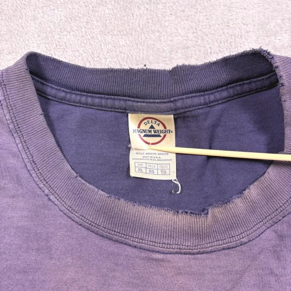 Y2K Vintage Quinnipiac‎ University Long Sleeve Tee XL Faded Distressed Blue